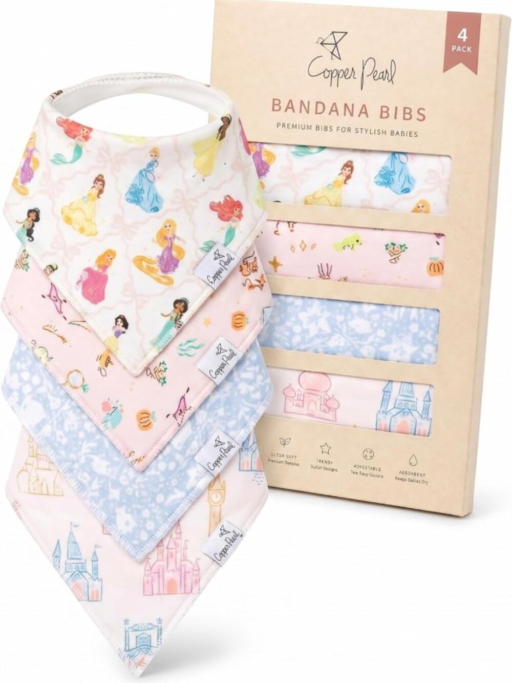 Soft Cotton Bandana Baby Bibs 4 & 6 Pack, Drool & Teething Bibs for Girls & Boys